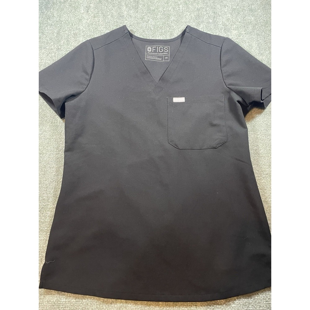 FIGS Technical Collection 1 Pocket Women's Scrub Top Black Size XS
